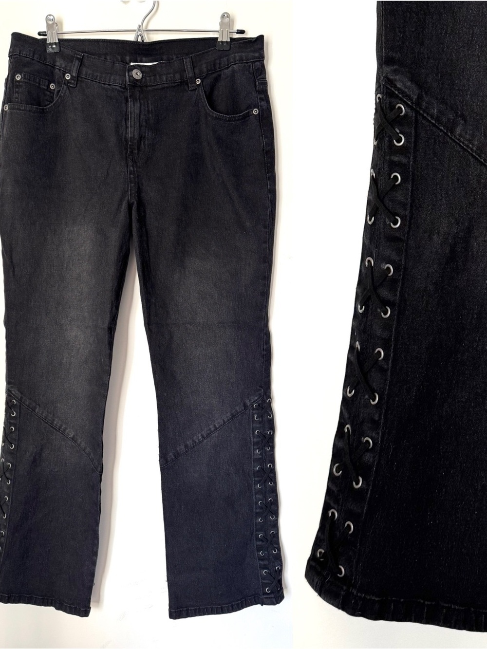 Dg2 Diane Gilman black Lace Up Leg Jeans